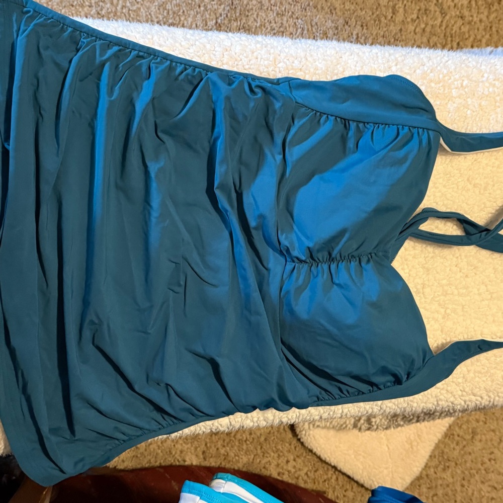 Lands' End Blue Tankini swim Top